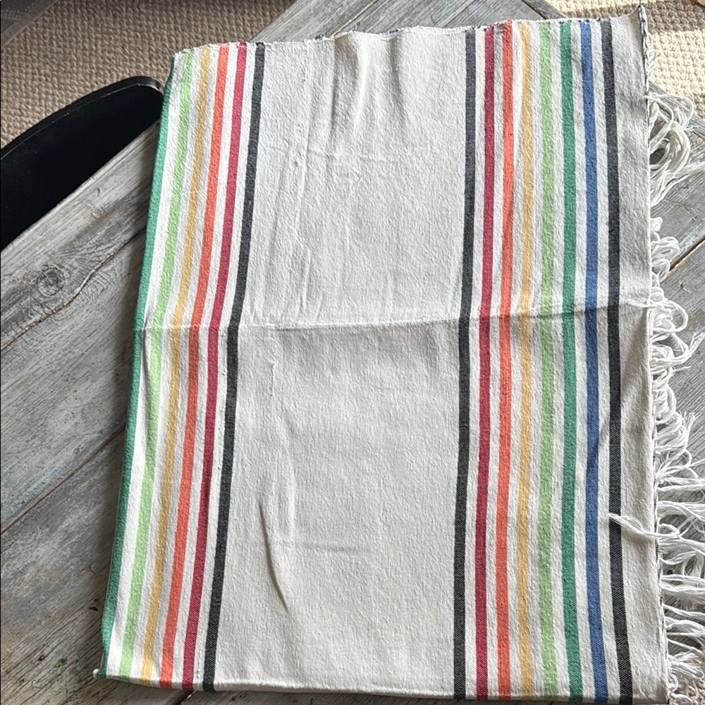 Striped Multicolor 100% cotton tablecloth from Baja Mexico 60”x86”